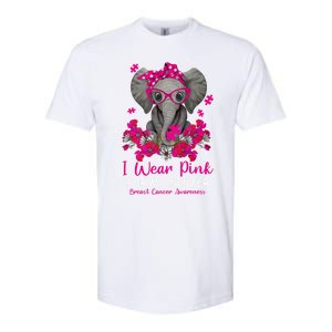 I Wear Pink For My Sister Elephant Breast Cancer Awareness Cute Gift Softstyle CVC T-Shirt