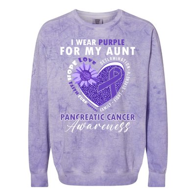 I Wear Purple For My Aunt Pancreatic Cancer Awareness Funny Gift Colorblast Crewneck Sweatshirt