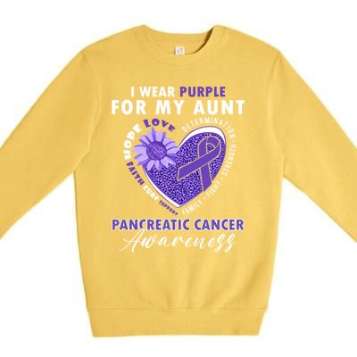 I Wear Purple For My Aunt Pancreatic Cancer Awareness Funny Gift Premium Crewneck Sweatshirt