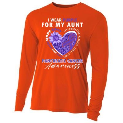 I Wear Purple For My Aunt Pancreatic Cancer Awareness Funny Gift Cooling Performance Long Sleeve Crew