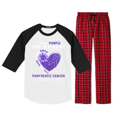 I Wear Purple For My Aunt Pancreatic Cancer Awareness Funny Gift Raglan Sleeve Pajama Set