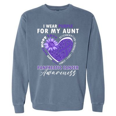 I Wear Purple For My Aunt Pancreatic Cancer Awareness Funny Gift Garment-Dyed Sweatshirt