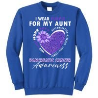 I Wear Purple For My Aunt Pancreatic Cancer Awareness Funny Gift Tall Sweatshirt