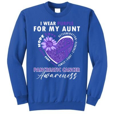 I Wear Purple For My Aunt Pancreatic Cancer Awareness Funny Gift Tall Sweatshirt