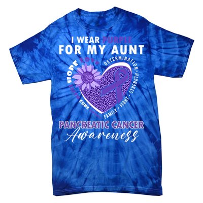 I Wear Purple For My Aunt Pancreatic Cancer Awareness Funny Gift Tie-Dye T-Shirt