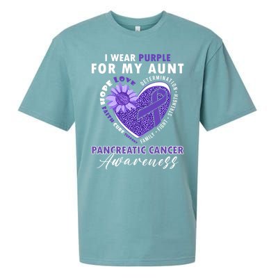 I Wear Purple For My Aunt Pancreatic Cancer Awareness Funny Gift Sueded Cloud Jersey T-Shirt