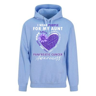 I Wear Purple For My Aunt Pancreatic Cancer Awareness Funny Gift Unisex Surf Hoodie