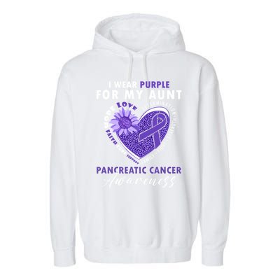 I Wear Purple For My Aunt Pancreatic Cancer Awareness Funny Gift Garment-Dyed Fleece Hoodie