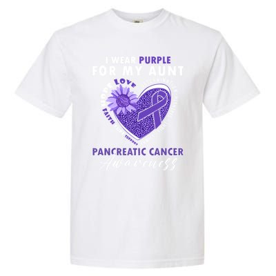 I Wear Purple For My Aunt Pancreatic Cancer Awareness Funny Gift Garment-Dyed Heavyweight T-Shirt