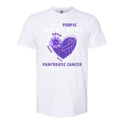 I Wear Purple For My Aunt Pancreatic Cancer Awareness Funny Gift Softstyle CVC T-Shirt