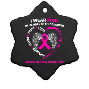 I Wear Pink In Memory Of My Daughter Breast Cancer Awareness Gift Ceramic Star Ornament