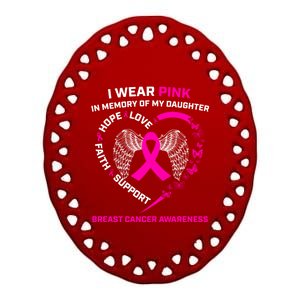 I Wear Pink In Memory Of My Daughter Breast Cancer Awareness Gift Ceramic Oval Ornament