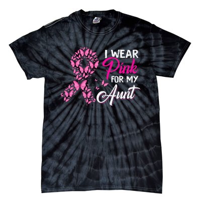 I Wear Pink For My Aunt Breast Cancer Awareness Survivor Tie-Dye T-Shirt