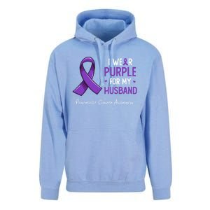 I Wear Purple For My Husband Pancreatic Cancer Awareness Funny Gift Unisex Surf Hoodie