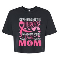 I Wear Pink For My Mom Breast Cancer Awareness Kids Support Bella+Canvas Jersey Crop Tee