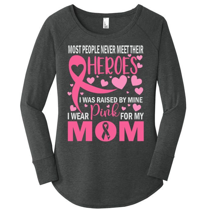 I Wear Pink For My Mom Breast Cancer Awareness Kids Support Women's Perfect Tri Tunic Long Sleeve Shirt