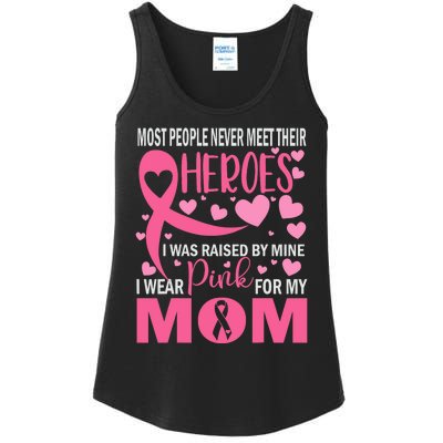 I Wear Pink For My Mom Breast Cancer Awareness Kids Support Ladies Essential Tank