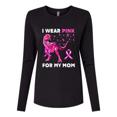 I Wear Pink For My Mom Dinosaur Breast Cancer Awareness Womens Cotton Relaxed Long Sleeve T-Shirt