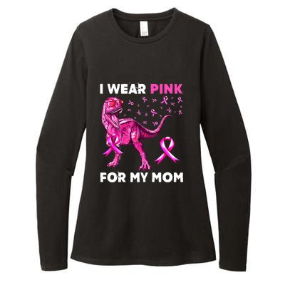 I Wear Pink For My Mom Dinosaur Breast Cancer Awareness Womens CVC Long Sleeve Shirt