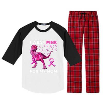 I Wear Pink For My Mom Dinosaur Breast Cancer Awareness Raglan Sleeve Pajama Set