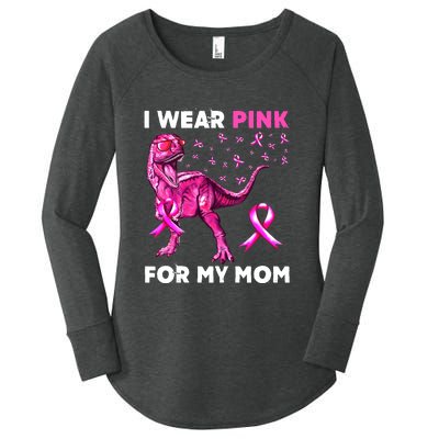 I Wear Pink For My Mom Dinosaur Breast Cancer Awareness Women's Perfect Tri Tunic Long Sleeve Shirt