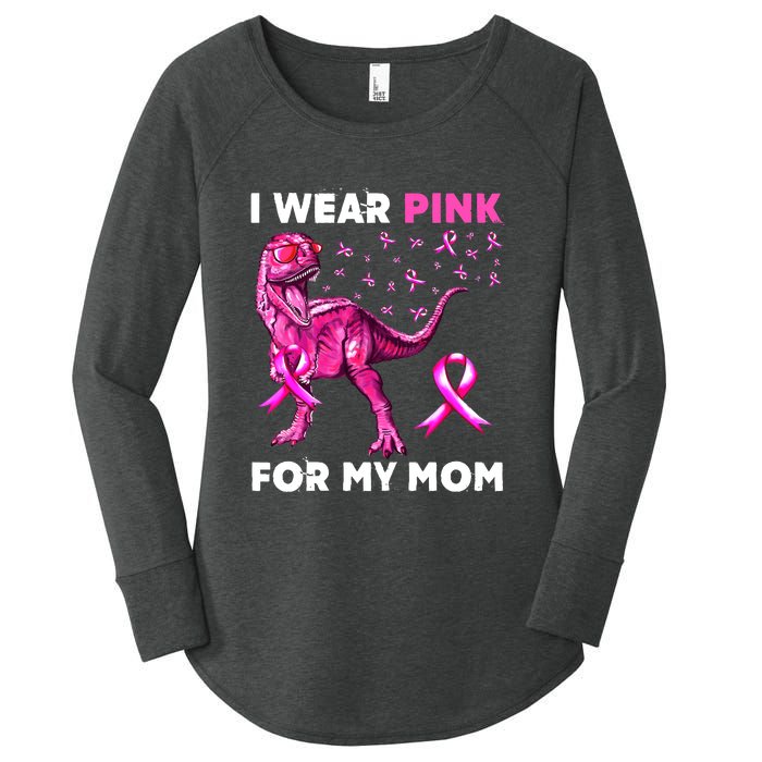 I Wear Pink For My Mom Dinosaur Breast Cancer Awareness Women's Perfect Tri Tunic Long Sleeve Shirt