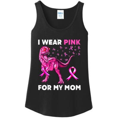 I Wear Pink For My Mom Dinosaur Breast Cancer Awareness Ladies Essential Tank