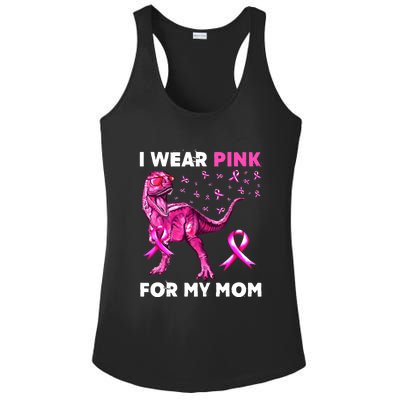 I Wear Pink For My Mom Dinosaur Breast Cancer Awareness Ladies PosiCharge Competitor Racerback Tank