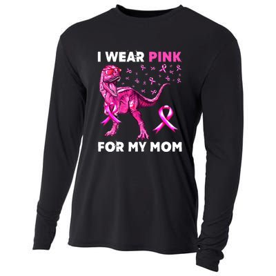 I Wear Pink For My Mom Dinosaur Breast Cancer Awareness Cooling Performance Long Sleeve Crew