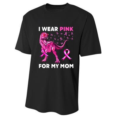 I Wear Pink For My Mom Dinosaur Breast Cancer Awareness Performance Sprint T-Shirt