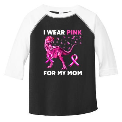 I Wear Pink For My Mom Dinosaur Breast Cancer Awareness Toddler Fine Jersey T-Shirt