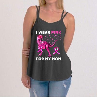 I Wear Pink For My Mom Dinosaur Breast Cancer Awareness Women's Strappy Tank