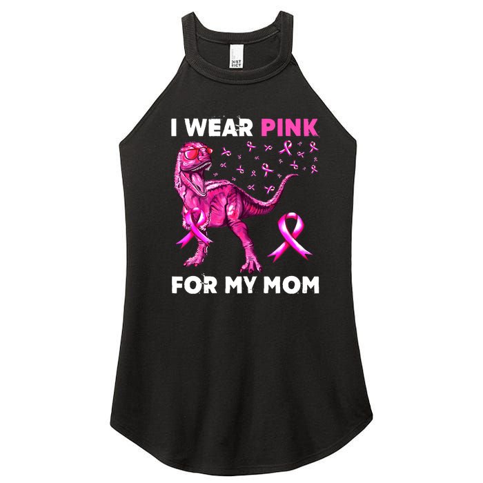 I Wear Pink For My Mom Dinosaur Breast Cancer Awareness Women's Perfect Tri Rocker Tank