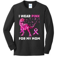 I Wear Pink For My Mom Dinosaur Breast Cancer Awareness Kids Long Sleeve Shirt