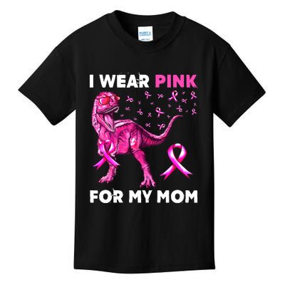 I Wear Pink For My Mom Dinosaur Breast Cancer Awareness Kids T-Shirt