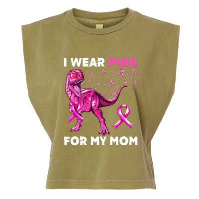 I Wear Pink For My Mom Dinosaur Breast Cancer Awareness Garment-Dyed Women's Muscle Tee