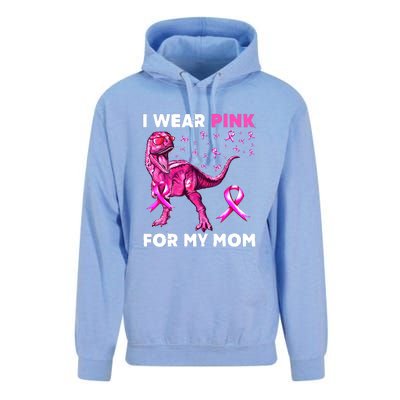 I Wear Pink For My Mom Dinosaur Breast Cancer Awareness Unisex Surf Hoodie