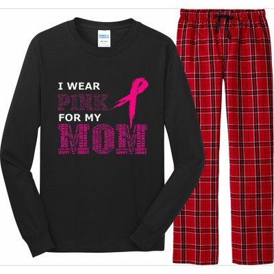 I Wear Pink For My Mom Breast Cancer Awareness Womens Long Sleeve Pajama Set