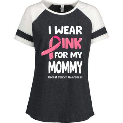 I Wear Pink For My Mommy Breast Cancer Mommy Enza Ladies Jersey Colorblock Tee