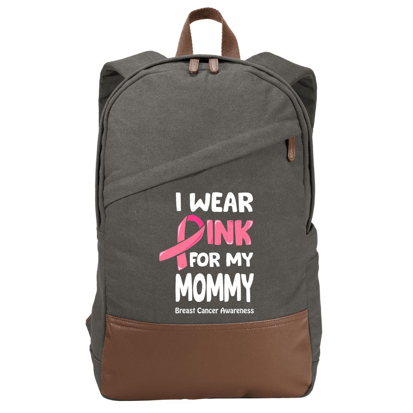 I Wear Pink For My Mommy Breast Cancer Mommy Cotton Canvas Backpack