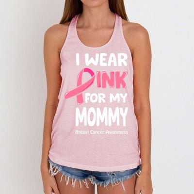 I Wear Pink For My Mommy Breast Cancer Mommy Women's Knotted Racerback Tank