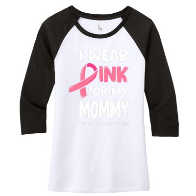 I Wear Pink For My Mommy Breast Cancer Mommy Women's Tri-Blend 3/4-Sleeve Raglan Shirt