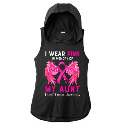 I Wear Pink My Aunt Breast Cancer Awareness Angel Wings Ladies PosiCharge Tri-Blend Wicking Draft Hoodie Tank