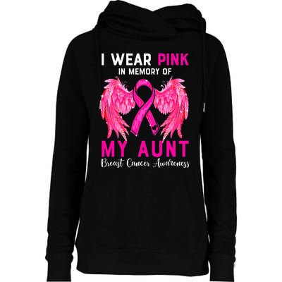 I Wear Pink My Aunt Breast Cancer Awareness Angel Wings Womens Funnel Neck Pullover Hood