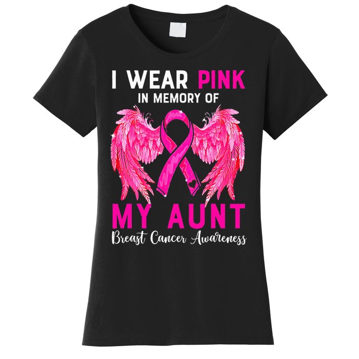 I Wear Pink My Aunt Breast Cancer Awareness Angel Wings Women's T-Shirt