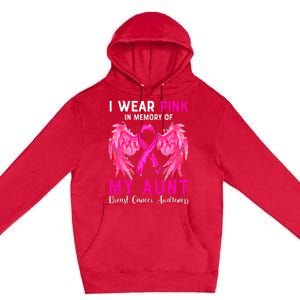 I Wear Pink My Aunt Breast Cancer Awareness Angel Wings Premium Pullover Hoodie