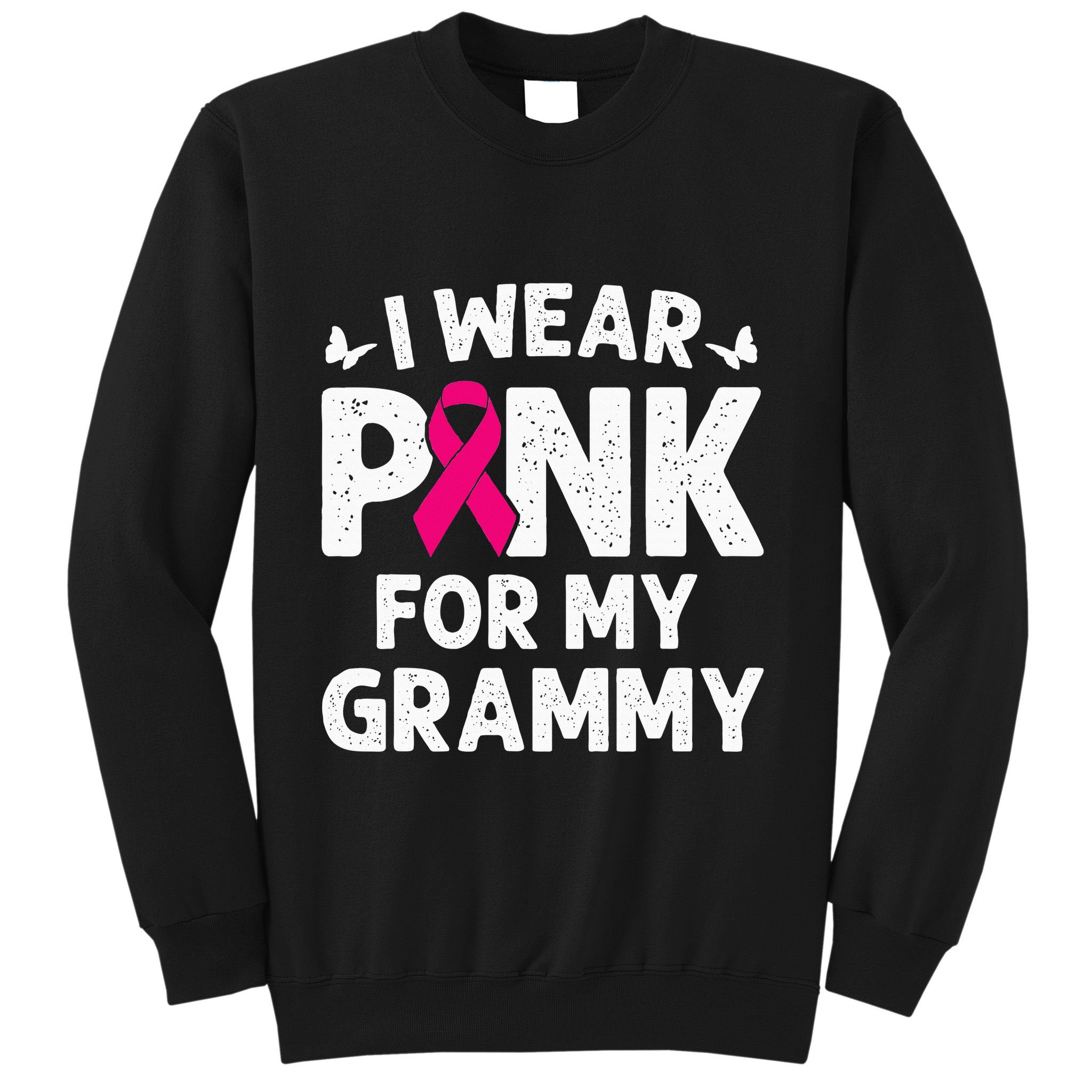 I Wear Pink For My Grammy Breast Cancer Awareness Butterfly Sweatshirt