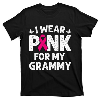 I Wear Pink For My Grammy Breast Cancer Awareness Butterfly T-Shirt