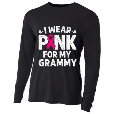 I Wear Pink For My Grammy Breast Cancer Awareness Butterfly Cooling Performance Long Sleeve Crew