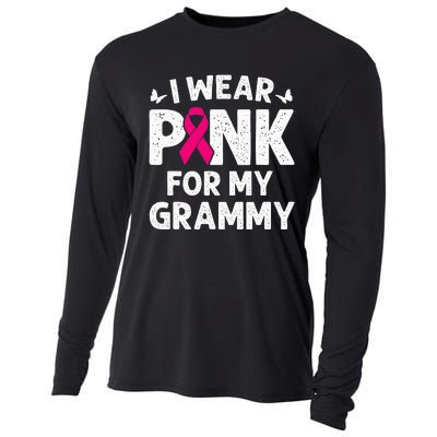 I Wear Pink For My Grammy Breast Cancer Awareness Butterfly Cooling Performance Long Sleeve Crew